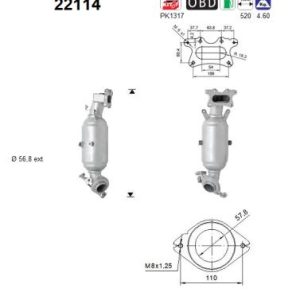 Katalizator benzynowy Honda CR-V 2.0i Vtec 16V 1997 cc 110 Kw 09/10'->06/12'