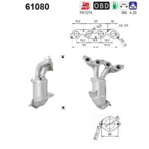 Katalizator beznynowy HYUNDAI, KIA CEED 1.4i 16V 01/14'->01/18'