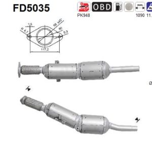 Filtr DPF z katalizatorem RENAULT MEGANE 1.5TD dCi Eco2 (K9K836; K9K837; K9K846 s) 10/08-12/10 (Euro 4 Cat/DPF)