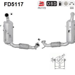 Filtr DPF z katalizatorem FORD FIESTA 1.4TDCi (F6JD; KVJA s)  7/10-11/12  (Euro 5 Cat/DPF)