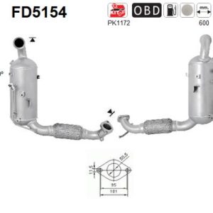 Filtr DPF z katalizatorem FORD FIESTA 1.4TDCi (F6JD; KVJA s)  7/10-11/12  (Euro 5 Cat/DPF)